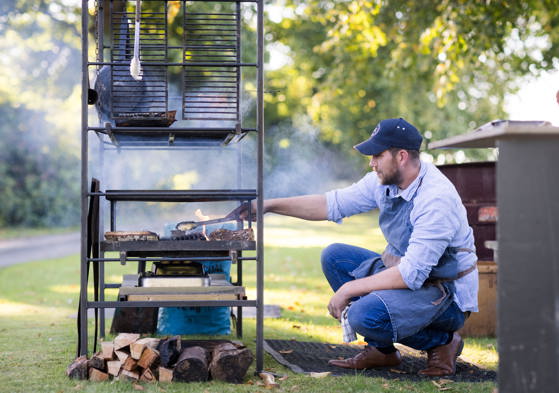 Fire cooked feast created by Ror's Kitchen Wedding Catering